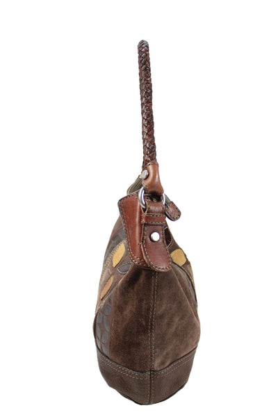 Fossil Womens Leather Zip Up Shoulder Bag Brown