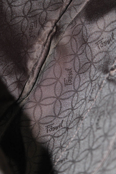 Fossil Womens Leather Zip Up Shoulder Bag Brown