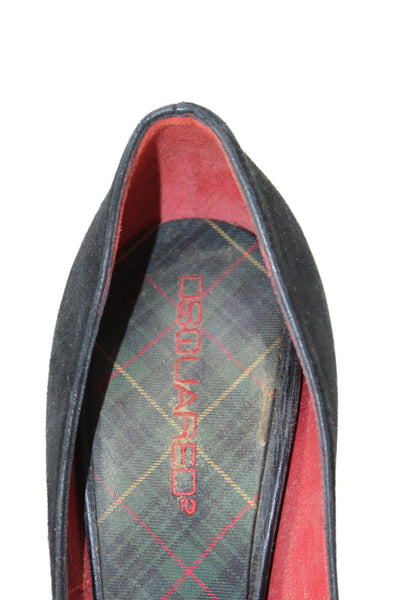 Dsquared2 Womens Plaid Open Toe High Heels Shoes Black Combo Size 9