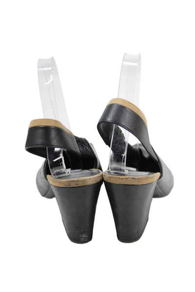 Pierre Hardy Womens Leather Pointed Toe Slingback Block Heels Shoes Black Size 9
