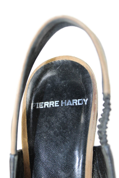 Pierre Hardy Womens Leather Pointed Toe Slingback Block Heels Shoes Black Size 9