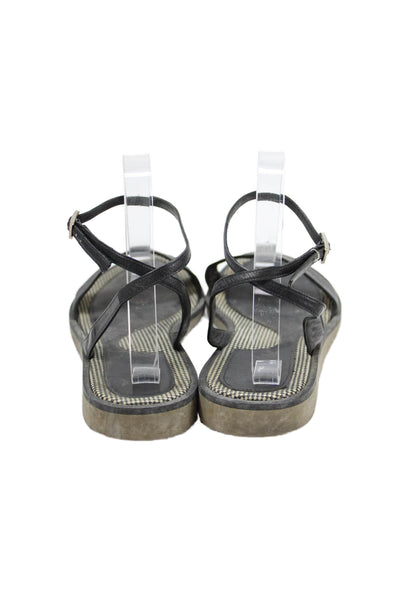 Bally Womens Ankle Strap Flat Sandals Shoes Solid Black Size 9