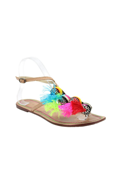 Maliparmi Womens Beaded Embellished Flat Thong Sandals Shoes Multicolor Size 8