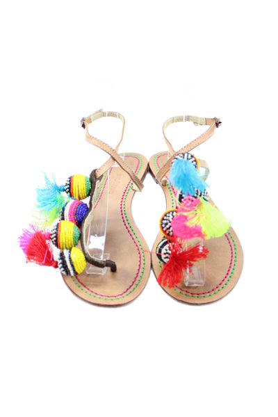 Maliparmi Womens Beaded Embellished Flat Thong Sandals Shoes Multicolor Size 8