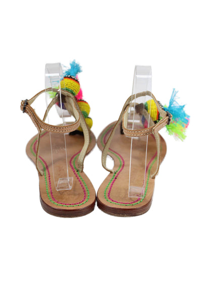 Maliparmi Womens Beaded Embellished Flat Thong Sandals Shoes Multicolor Size 8