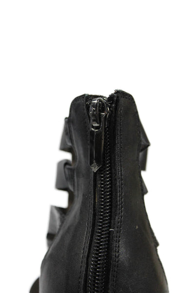 Sam Edelman Womens Back Zip Block Heel Leather Strappy Sandals Black Size 8.5