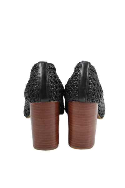 & Other Stories Womens Slip On Block Heel Woven Leather Pumps Black Size 39