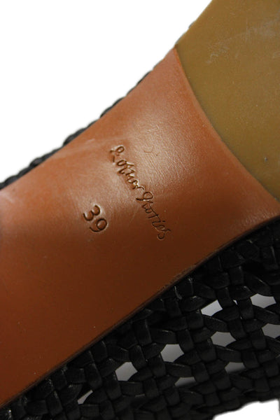 & Other Stories Womens Slip On Block Heel Woven Leather Pumps Black Size 39