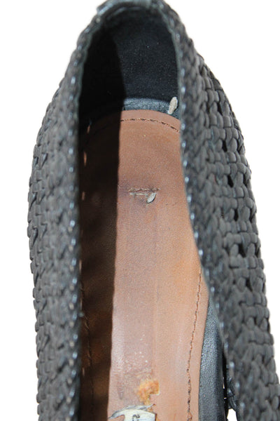 & Other Stories Womens Slip On Block Heel Woven Leather Pumps Black Size 39