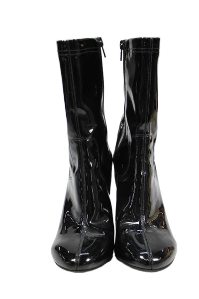 Kenneth Cole Womens Patent Leather Zippered Heeled Ankle Boots Black Size 8.5