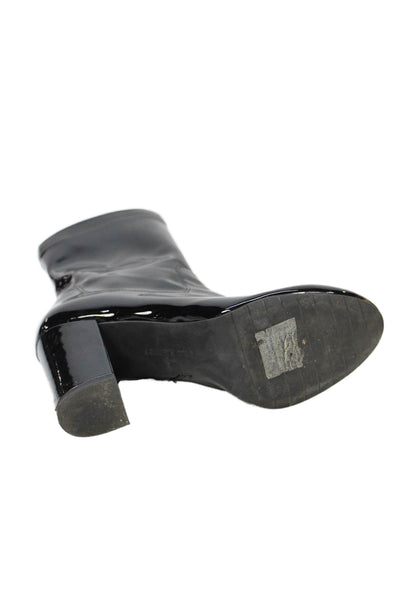 Kenneth Cole Womens Patent Leather Zippered Heeled Ankle Boots Black Size 8.5