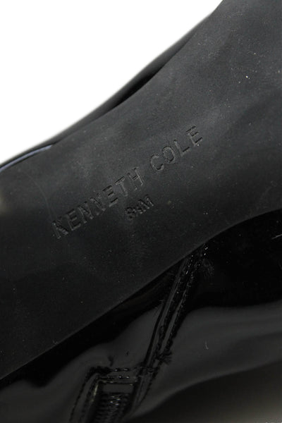 Kenneth Cole Womens Patent Leather Zippered Heeled Ankle Boots Black Size 8.5