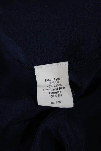 J Crew Womens Shift TShirt Dress Dark Blue Vneck Sleeve Silk Cotton Size XS