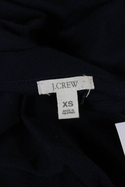 J Crew Womens Shift TShirt Dress Dark Blue Vneck Sleeve Silk Cotton Size XS