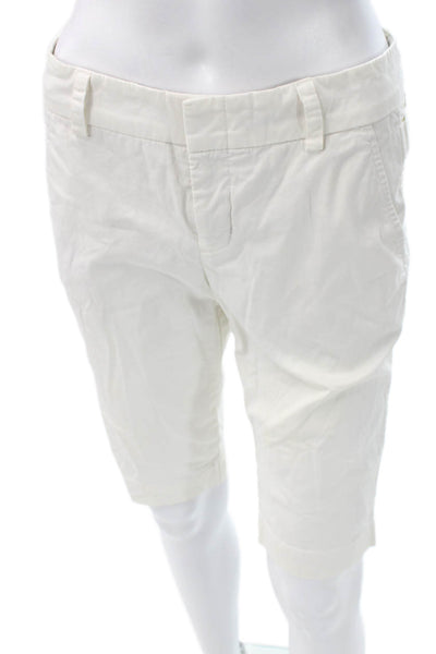 Vince Womens Bermuda Chino Shorts White 98% Cotton 2% Elastane Size 2