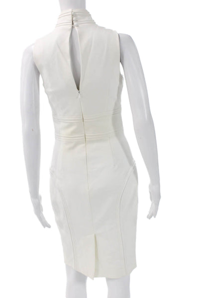 Marciano Womens Sheath Dress White Mock Neck Sleeveless Button Size 4