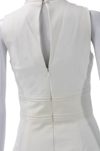 Marciano Womens Sheath Dress White Mock Neck Sleeveless Button Size 4