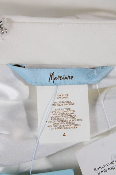 Marciano Womens Sheath Dress White Mock Neck Sleeveless Button Size 4