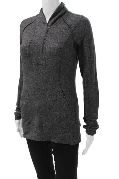 Lululemon Women Dark Gray Herringbone Zip Mock Neck Sweatshirt Size 6