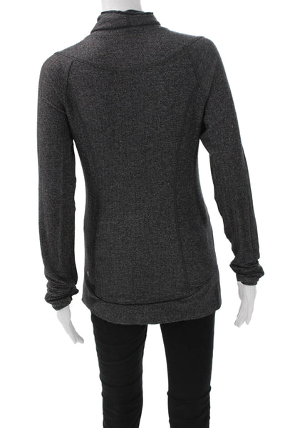 Lululemon Women Dark Gray Herringbone Zip Mock Neck Sweatshirt Size 6