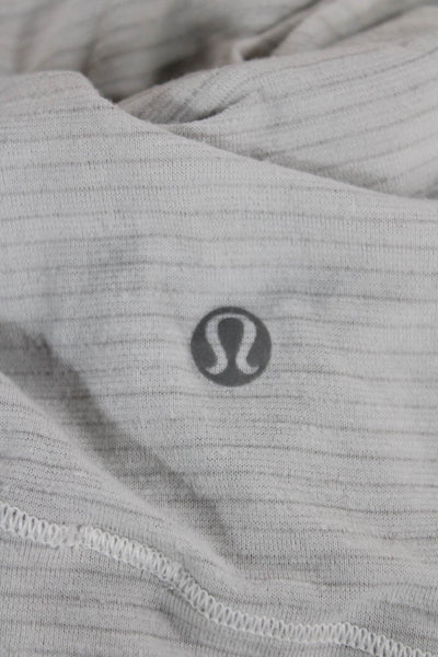 Lululemon Womens Basic V-Neck Striped White T-Shirt Poly Spandex Size S
