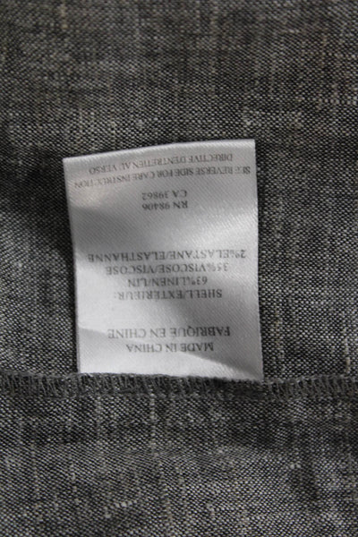 Theory Women Petite Tunic V-Neck 3/4 Sleeve Gray Linen Blend Size S