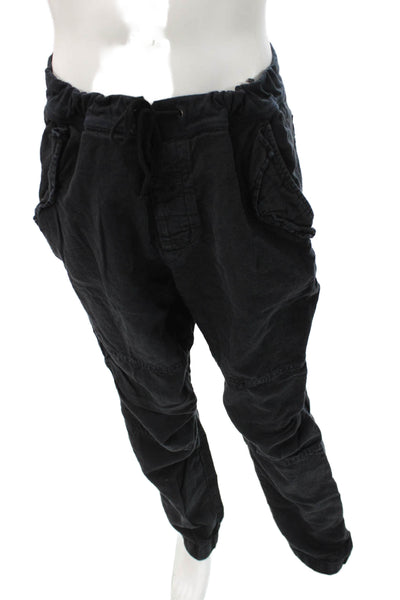 Standard James Perse Womens Jogger Pants Black Linen Drawstring Size 40