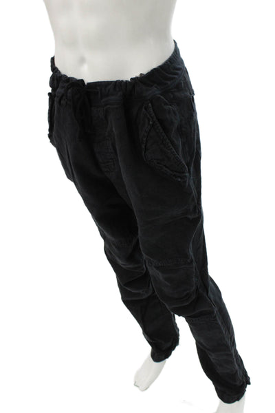 Standard James Perse Womens Jogger Pants Black Linen Drawstring Size 40