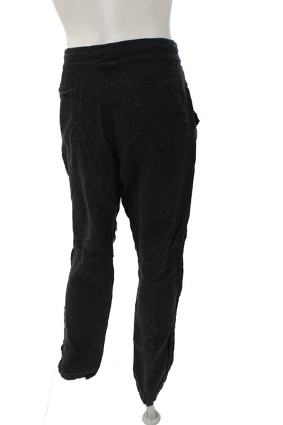 Standard James Perse Womens Jogger Pants Black Linen Drawstring Size 40