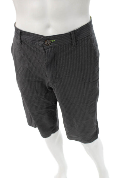 Lululemon Mens Chino Bermuda Shorts Dark Gray Striped Polyester Blend Size 36