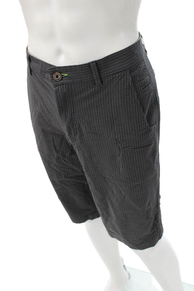 Lululemon Mens Chino Bermuda Shorts Dark Gray Striped Polyester Blend Size 36