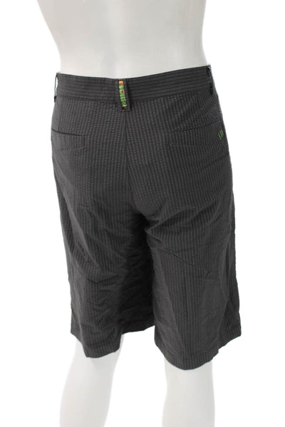 Lululemon Mens Chino Bermuda Shorts Dark Gray Striped Polyester Blend Size 36