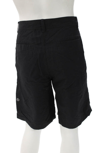 Lululemon Mens Black Chino Shorts Polyester Blend Button Size 38
