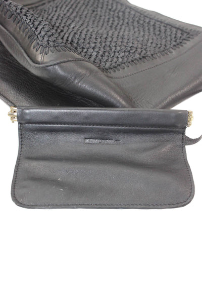 Kempton Womens Leather Wallet Insert Tote Handbag Black