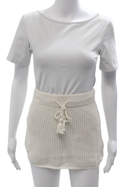 L Space Women Mini Skirt Beige Cotton Rayon Size XS