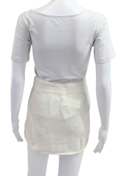 L Space Women Mini Skirt Beige Cotton Rayon Size XS