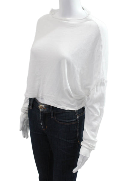Chaser Womens Cropped Long Sleeve T-Shirt White Size XS