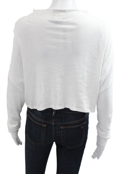 Chaser Womens Cropped Long Sleeve T-Shirt White Size XS