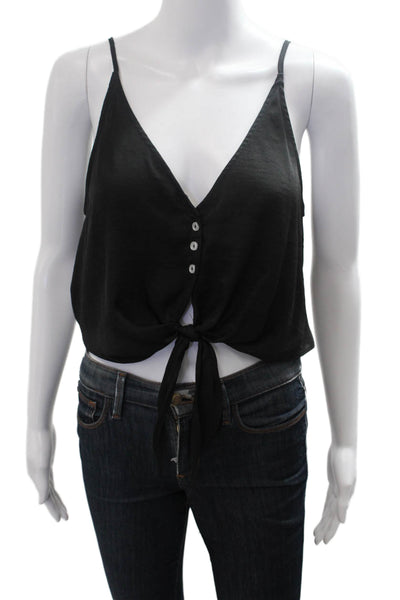 Intimately Free People Women Cropped Camisole Black V Neck Buttonup Size XS