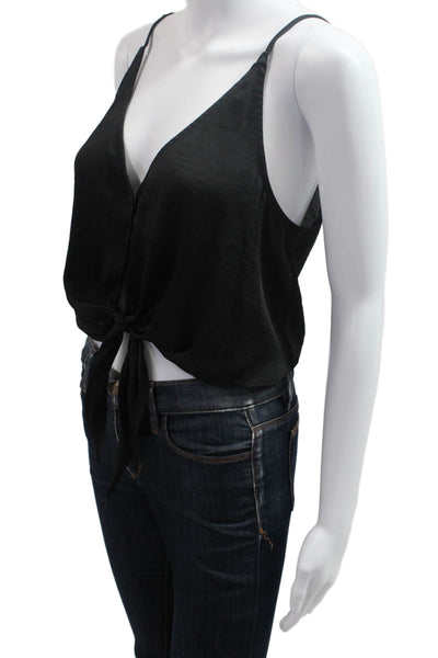 Intimately Free People Women Cropped Camisole Black V Neck Buttonup Size XS
