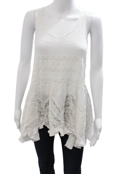 Intimately Free People Womens Tunic Sleeveless White Polka Dot Viscose Size XS