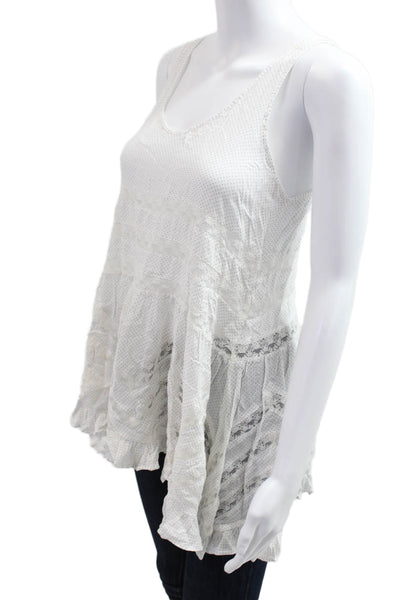 Intimately Free People Womens Tunic Sleeveless White Polka Dot Viscose Size XS