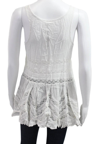 Intimately Free People Womens Tunic Sleeveless White Polka Dot Viscose Size XS