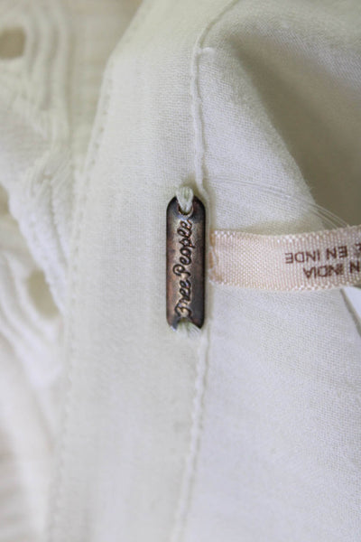 Free People Women Boho White Sleeveless Button Up Tunic Rayon Cotton Size XS