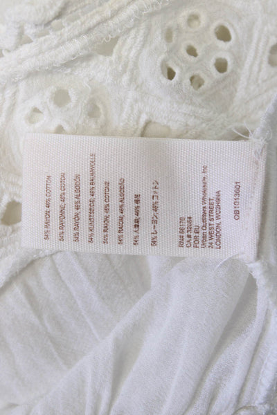 Free People Women Boho White Sleeveless Button Up Tunic Rayon Cotton Size XS