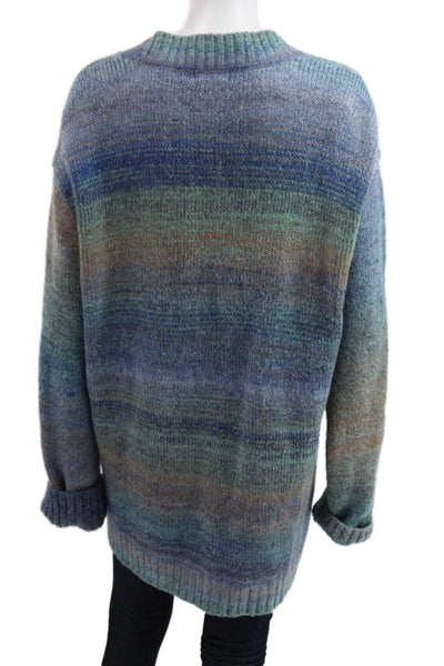 L Space Womens Blue V-Neck Cardigan Sweater Button Long Sleeve Size S
