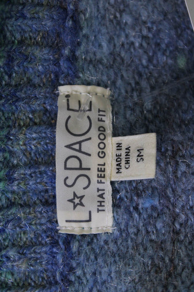 L Space Womens Blue V-Neck Cardigan Sweater Button Long Sleeve Size S