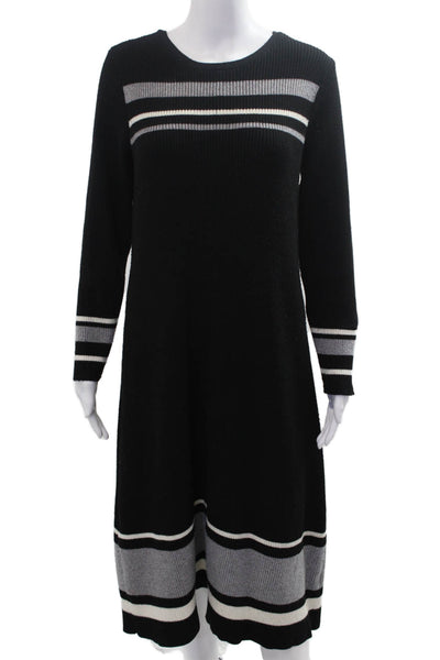 G by Giuliana Women Sweater Dress Black Long Sleeve Mid Calf Size 1X