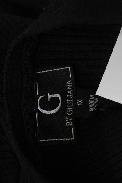 G by Giuliana Women Sweater Dress Black Long Sleeve Mid Calf Size 1X