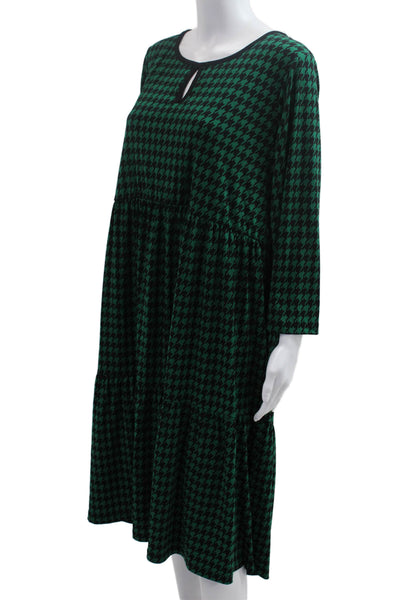 Susan Graver Women A-Line Dress Black 3/4 Sleeve Knee Length Size 1X